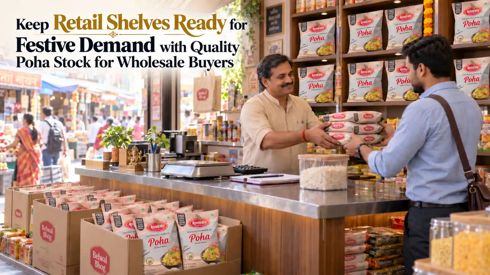 Colourful printed flexible laminate pouches for dry fruits, namkeen and Indian sweets displayed in a festive retail setting, highlighting the Best Flexible Laminates Brand in India.
