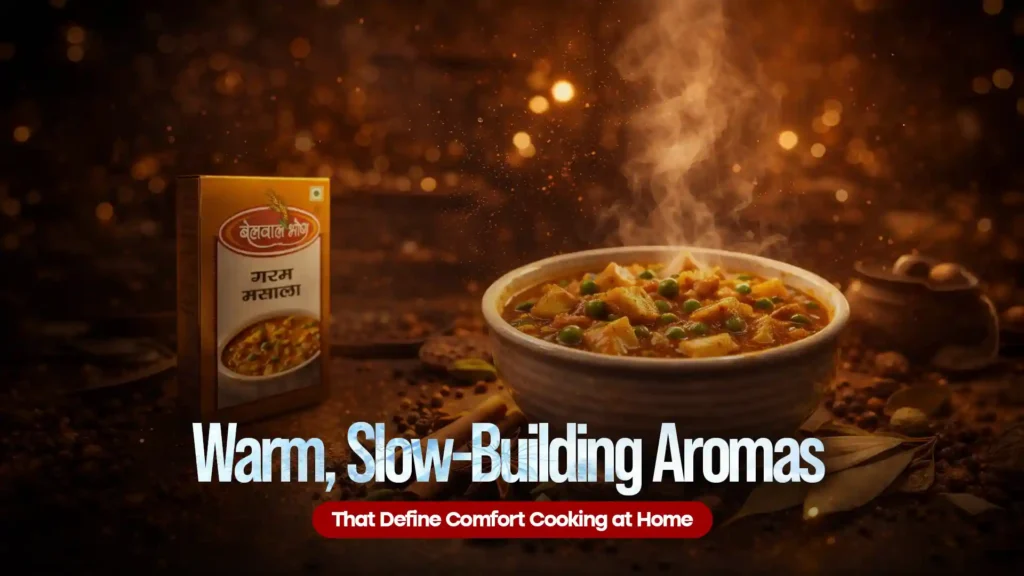 Steaming bowl of homemade curry infused with aromatic spices, showcasing the best garam masala brand in Uttarakhand for authentic comfort cooking.