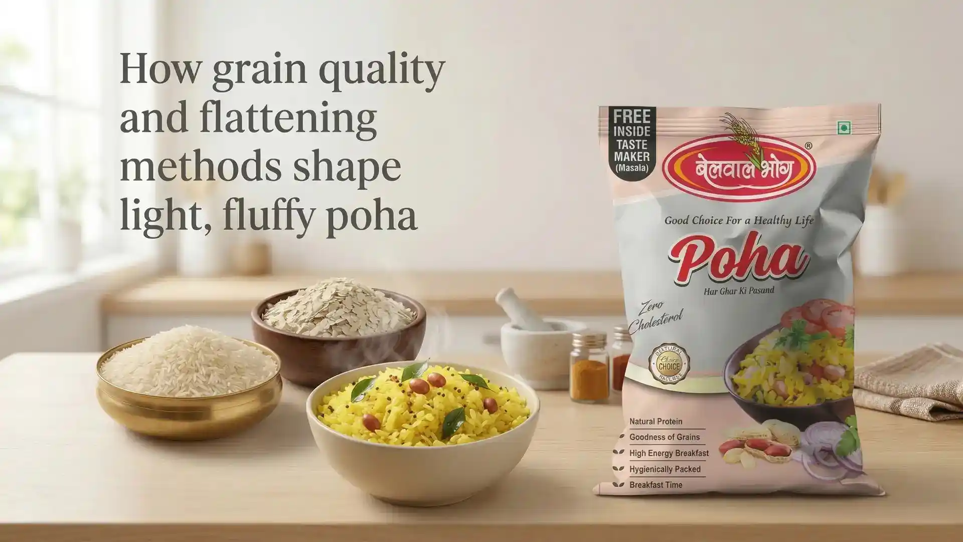 How grain quality and flattening methods shape light, fluffy poha