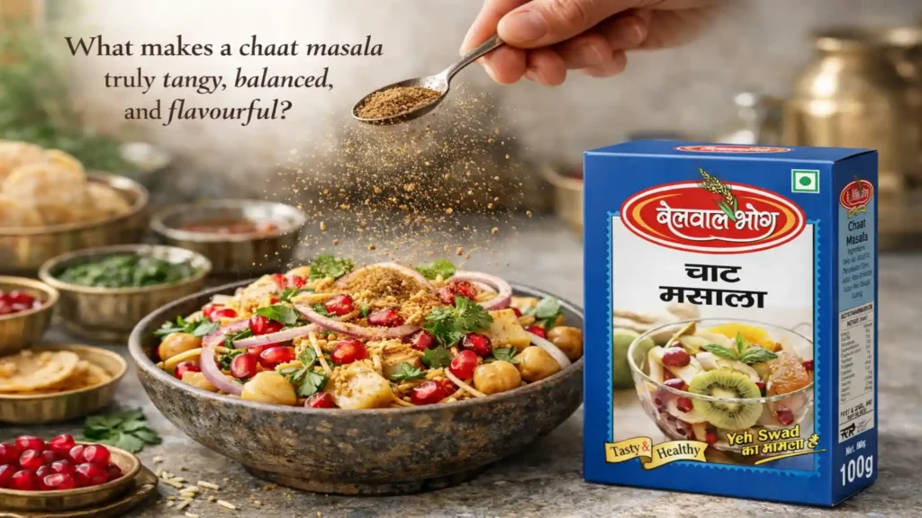 Freshly prepared chaat topped with spices from the Best Chaat Masala Brand in Haldwani for balanced tangy flavour
