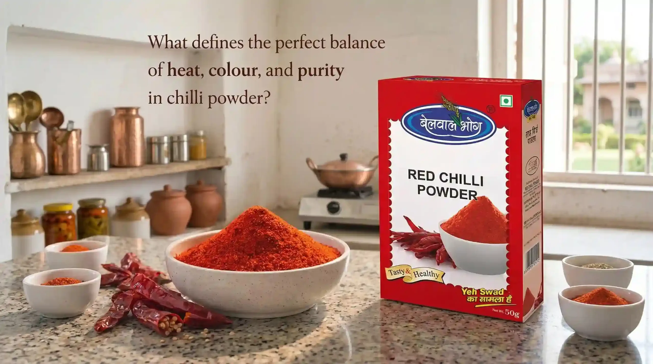 What defines the perfect balance of heat, colour, and purity in chilli powder?
