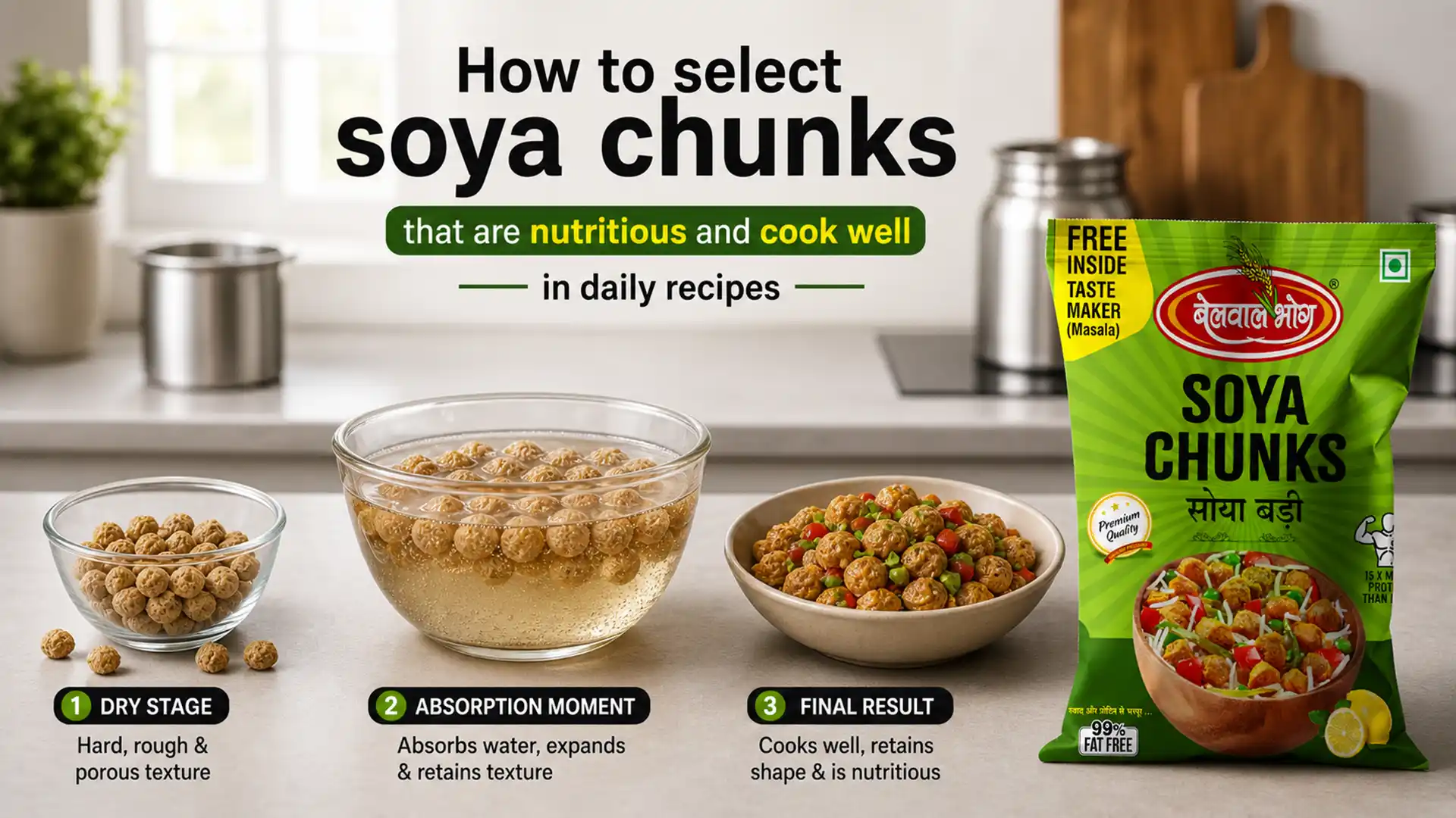 How to select soya chunks that are nutritious and cook well in daily recipes