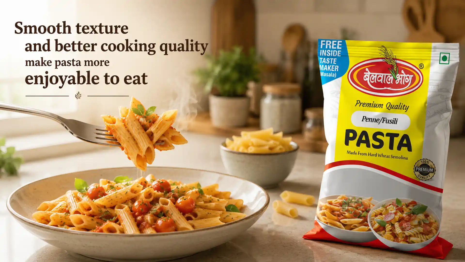 Smooth texture and better cooking quality make pasta more enjoyable to eat