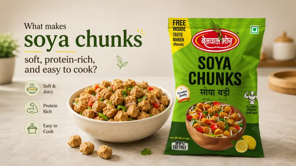 Best soya chunks brand offering soft, protein-rich, and easy-to-cook soya chunks for healthy Indian meals and nutritious recipes
