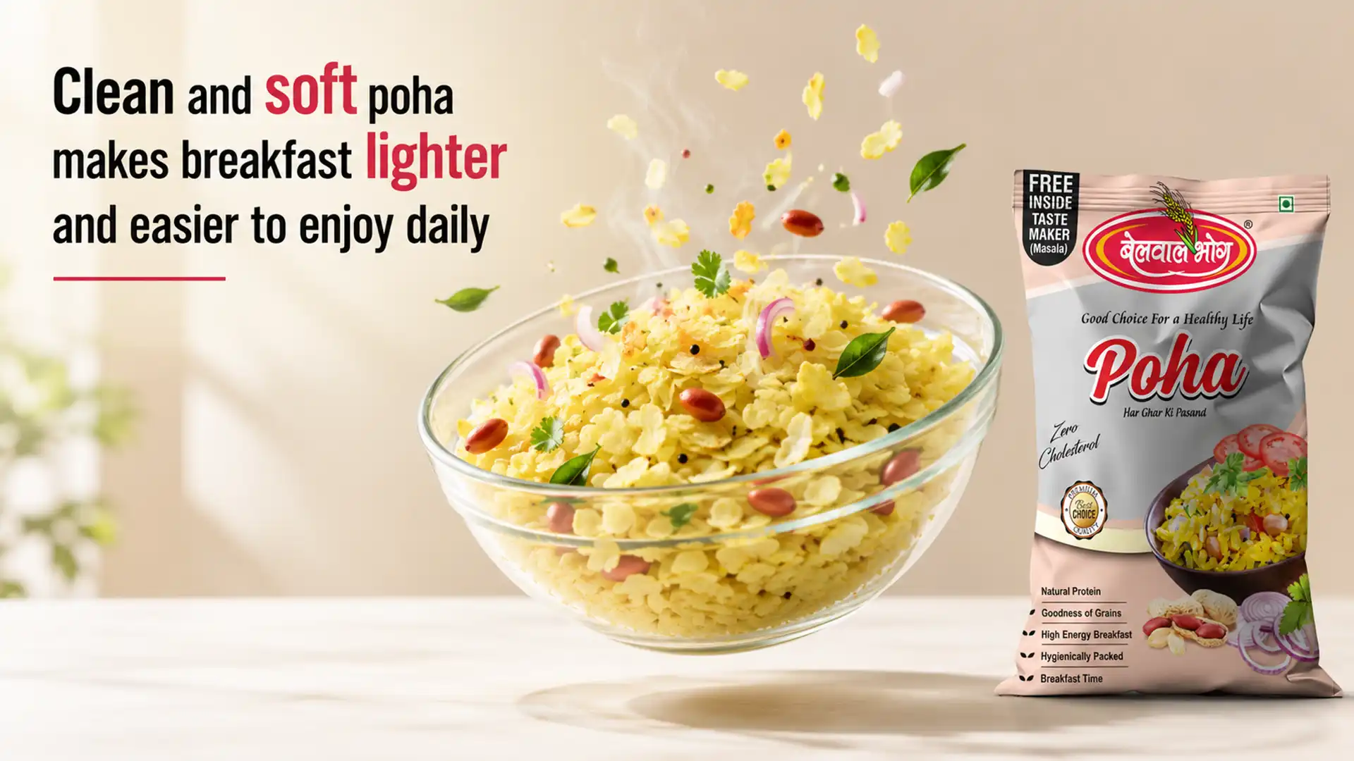 Clean and soft poha makes breakfast lighter and easier to enjoy daily
