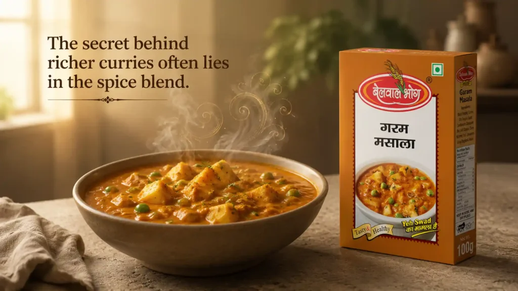 Best Garam Masala Brand in Bareilly enhancing rich curries with a balanced spice blend, authentic aroma, and flavorful cooking experience