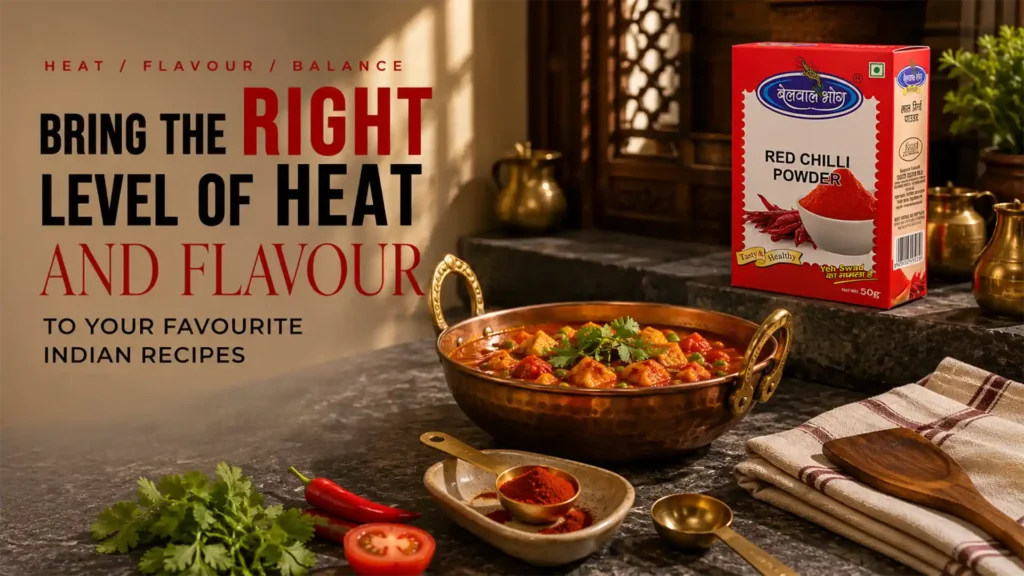 Red chilli powder adding vibrant colour and flavour to Indian recipes from the Best Red Chilli Powder Brand in Uttarakhand
